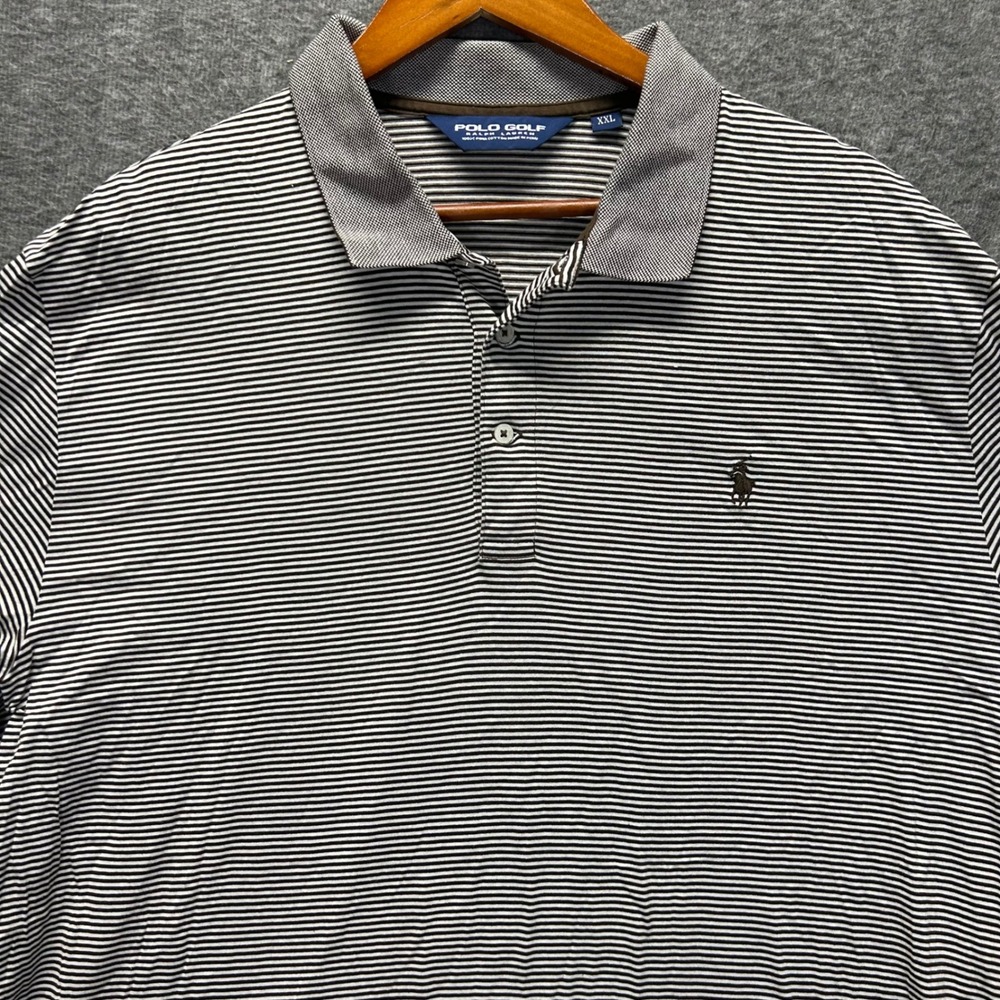 Polo Golf Ralph Lauren Brown White Striped Pima Cotton Polo Shirt XXL Mens‎